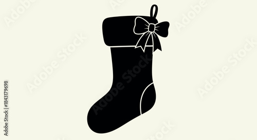 Christmas stocking with a decorative bow silhouette