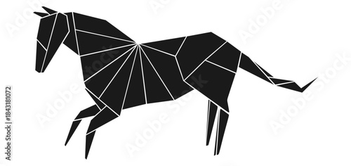 Dynamic Low-Poly Horse in Motion Silhouette