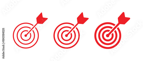 Target icon. Goal icon set. Isolated aim vector set. Line target icon. Dart line sign. Aim sign. vector