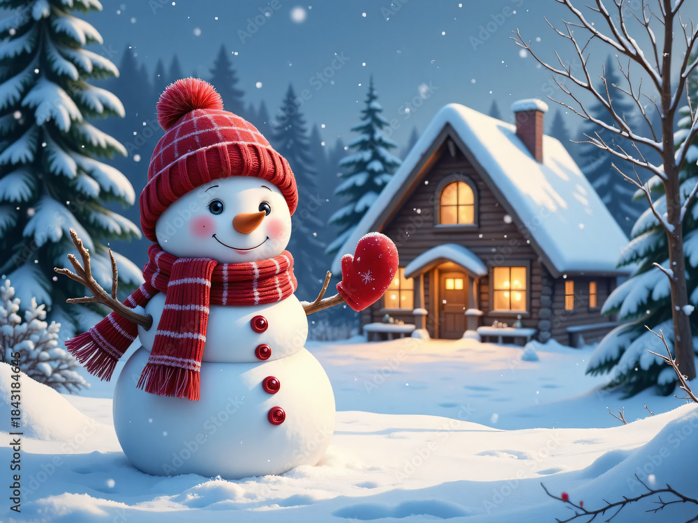 Fototapeta premium snowman in the snow