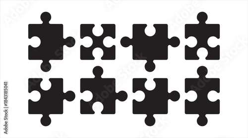 Jigsaw puzzle icons collection for business strategy and problem solving concepts