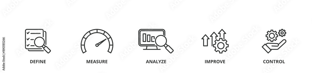 Εκτύπωση καμβά DMAIC banner web icon vector illustration concept of define measure analyze impr