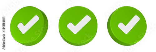 Tableau sur toile white check 3d rendering icon green button