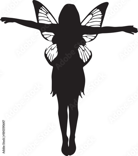 Enchanted Fairy Silhouette with Flower – Magical Fantasy Illustration.