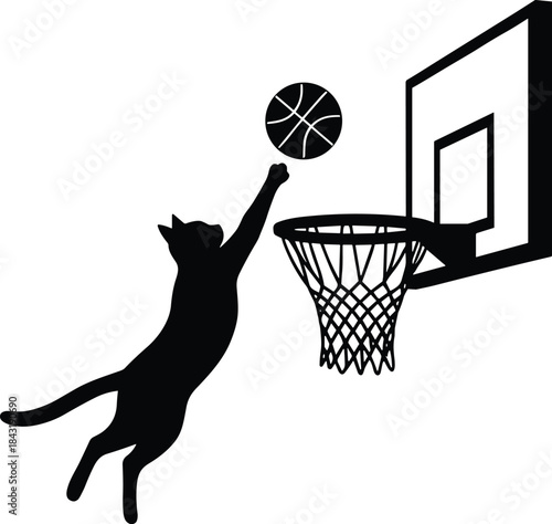 Black Silhouette of Child and Dog Playing with Ball, Boy Reaching and Labrador on Hind Legs, Pet Bonding, Fun, and Training Vector Graphic.