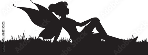 Enchanted Fairy Silhouette with Flower – Magical Fantasy Illustration.