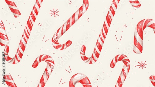 Hand-drawn Christmas candy cane pattern