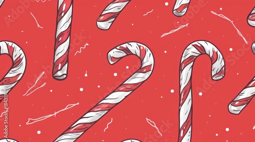 Hand-drawn Christmas candy cane pattern