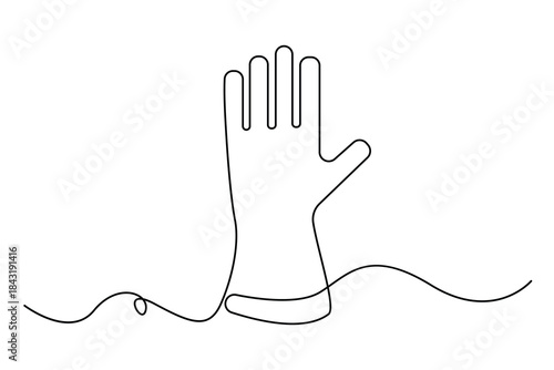 Continuous one line drawing of winter mittens minimalist outline illustration
