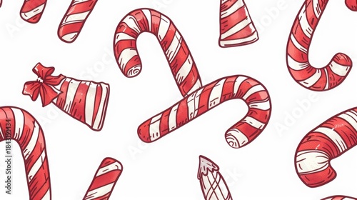 Hand-drawn Christmas candy cane pattern
