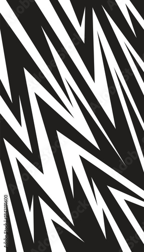 Zigzag lighting pattern. Black and white abstract background
