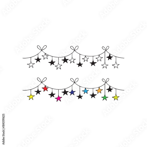 Garland stars interior decoration for the holiday