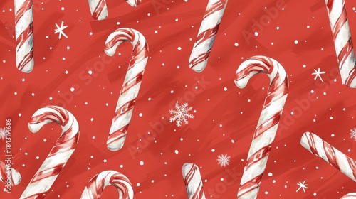Hand-drawn Christmas candy cane pattern