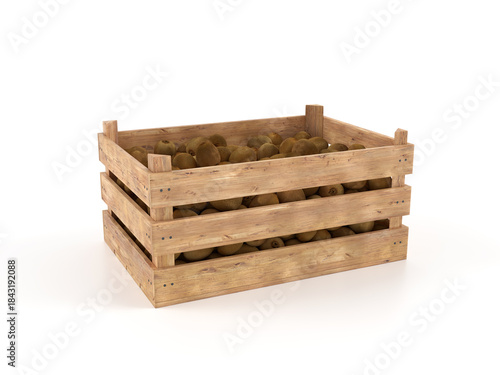 Wooden crate with kiwis
