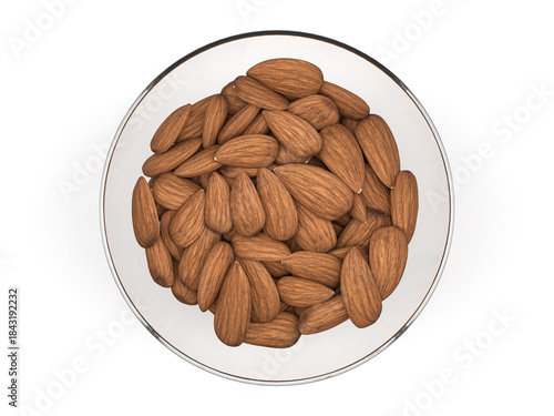 Glass bowl with almonds