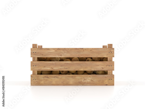 Wooden crate with kiwis