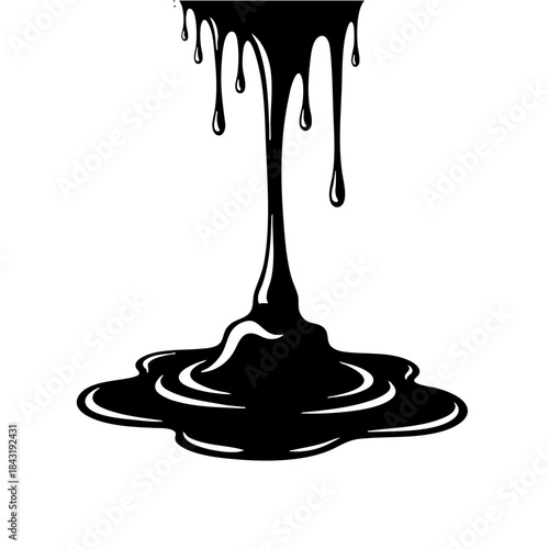 Black Dripping Viscous Liquid Flow Vector Illustration
