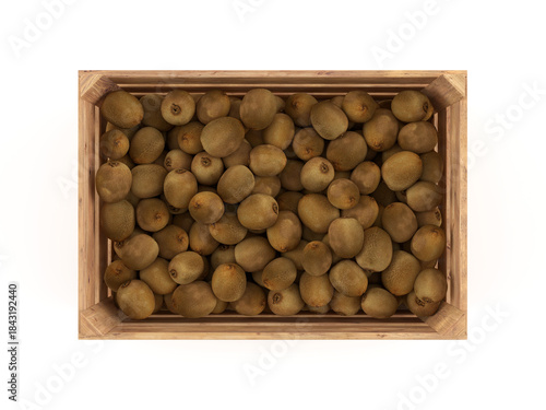 Wooden crate with kiwis
