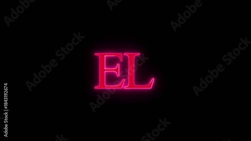 Pink neon el text intro animation on dark background