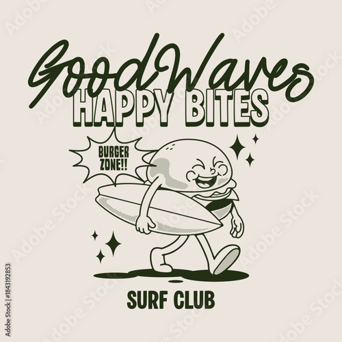 cartoon character of burger Graphic Design for T shirt Street Wear and Urban Style