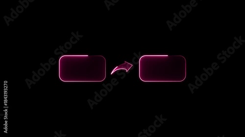 Shiny neon boxes connection transfer background