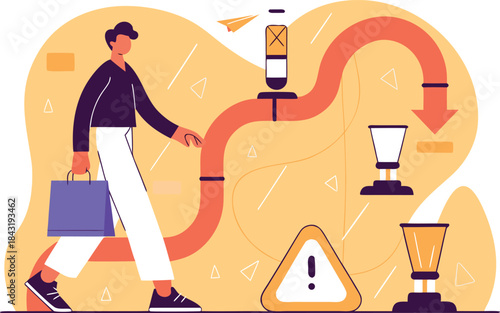 Navigate challenges and achieve success with this visual metaphor of overcoming obstacles, ideal for business concepts and growth strategies, a modern aesthetic