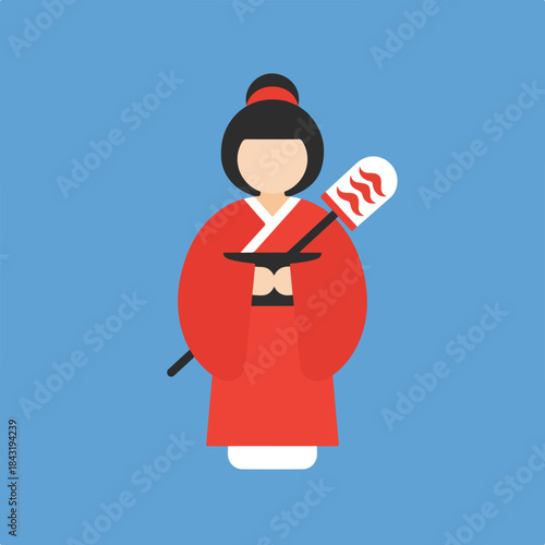 Japanese woman holding a fan is perfect for travel brochures, cultural websites, or asianinspired designs. Traditional and elegant.