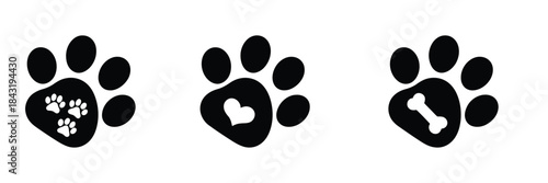 Paw vector icon collection, with dog paw symbols, love pet illustrations, friendly animal graphics