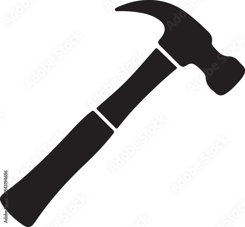 Black and white hammer with a long handle and a curved head tool silhouette