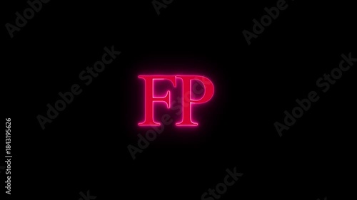 Neon illuminated fp initial logo motion graphics