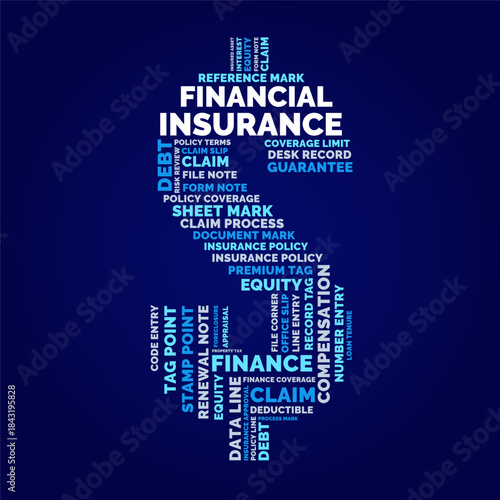 Financial insurance word cloud, financial insurance word cloud in Dollar Sign silhouette
