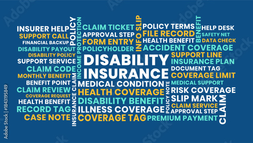 Disability Insurance Word Cloud for Health Coverage and Claim Support Uses