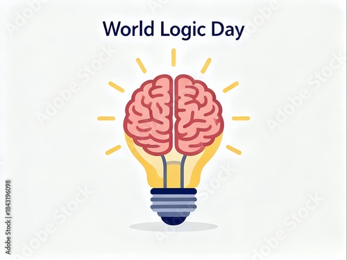 World logic day, brain in a lamp 