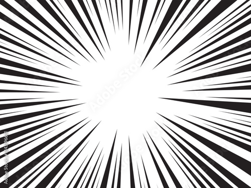Abstract manga comic explosion background. Manga anime cartoon radial speed lines and abstract pattern for comic book burst, flash ray or explode bang action 