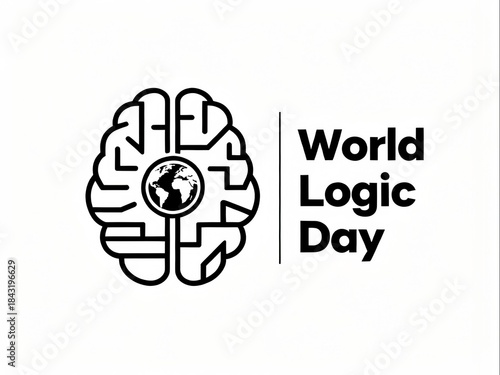 World logic day, illustration of brain and world