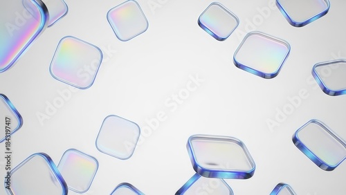 Elegant arrangement of clear rounded panels overlapping softly on light backdrop with copy space, calm aesthetic suited for app screens corporate identity visuals and web headers
