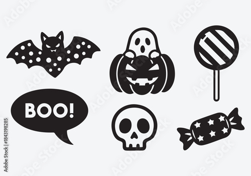Halloween Candy Skull Silhouette Set