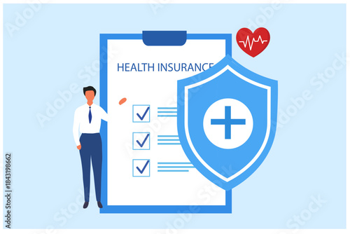 Health Insurance concept, insurance policy to protect from life and health accident. Health and life insurance policy, healthcare concept
