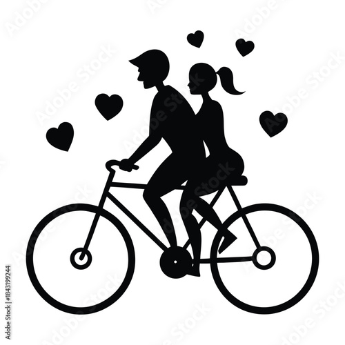 Romantic Couple Bicycle Silhouette