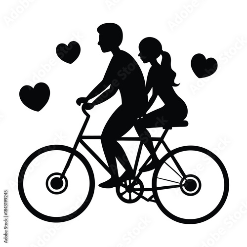 Romantic Couple Bicycle Silhouette