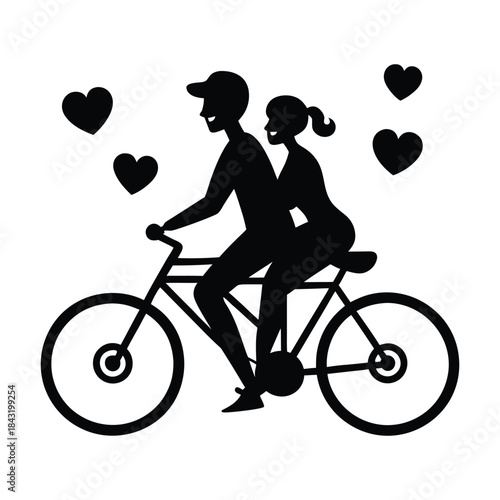Romantic Couple Bicycle Silhouette