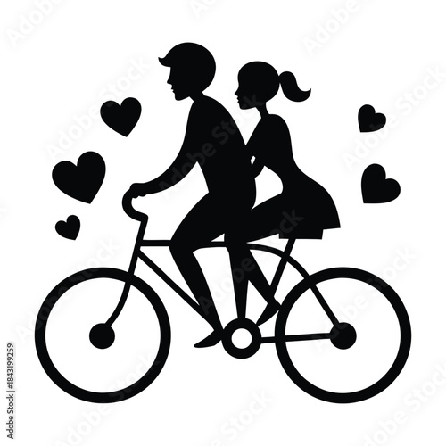 Romantic Couple Bicycle Silhouette