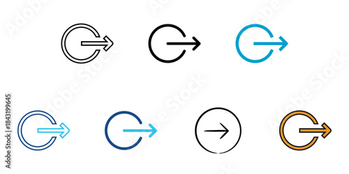 Right icon set multiple style vector collection. Editable Stroke 
