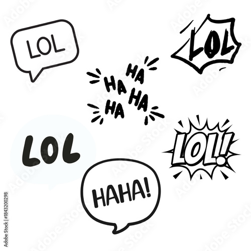 Playful LOL calligraphy icons with handwritten lettering styles, perfect for fun messages, social media, and creative designs.
