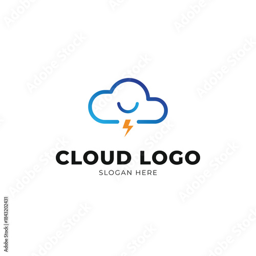 cloud with lightning logo design concept creative idea