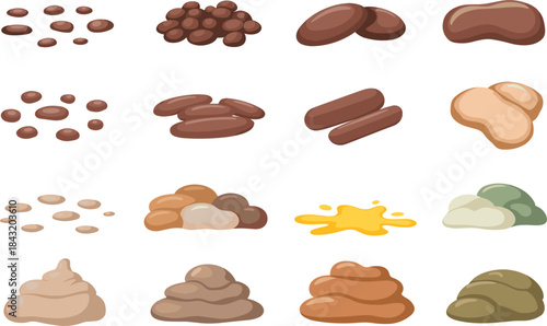 Assorted Brown and Beige Shapes on White Background illustration