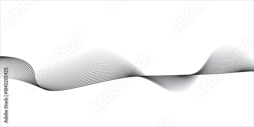 Abstract modern stylized black and grey white curve wave line smooth stripe white background. Use for banner, business, presentation illustration.