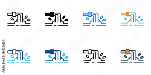 Waste icon set multiple style vector collection. Editable Stroke 
