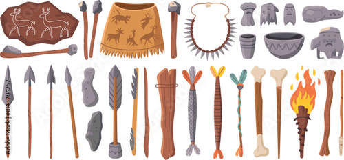 Prehistoric Tools Weapons and Artifacts Collection Keywords: prehistoric, ancient, primitive