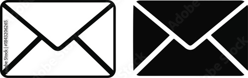 Two simple envelope icons in black and white on a clean background.